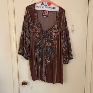 Johnny Was Brown Embroidered Tunic